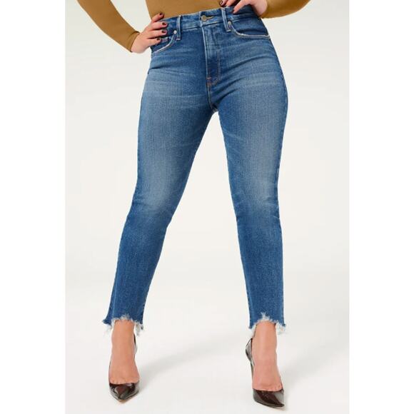 Good American Good Legs High Rise Cigarette Slim Straight Jean Blue842-00/24 - Picture 1 of 8